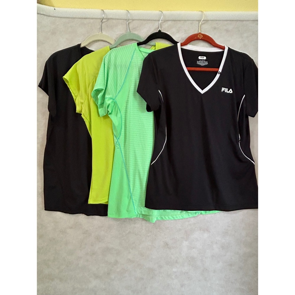 Fila Sport & Kirkland Signature Womens Activewear T-Shirt Bundle Neon Black L (4